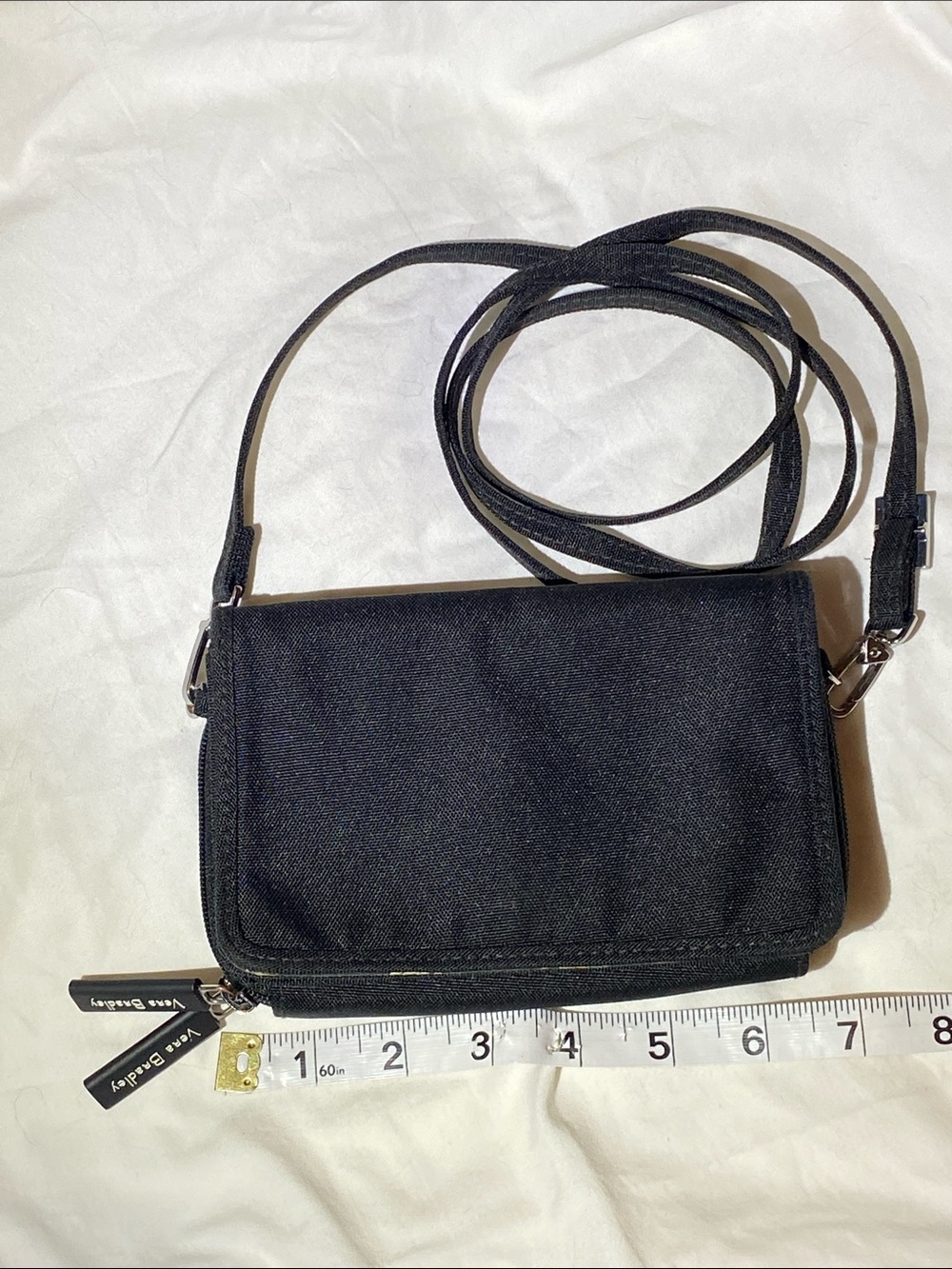 Black Crossbody Wallet Bag - Women's Compact Shoulder Purse